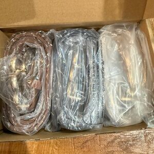 Set of Three Belts in Brown, Gray, and Cream